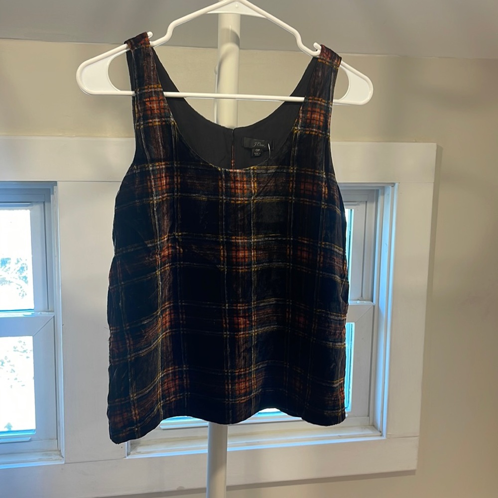 nwt- J Crew Stewart Plaid Velvet Sleeveless Tank Top, OP